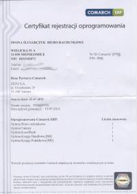Certyfikat Comarch ERP